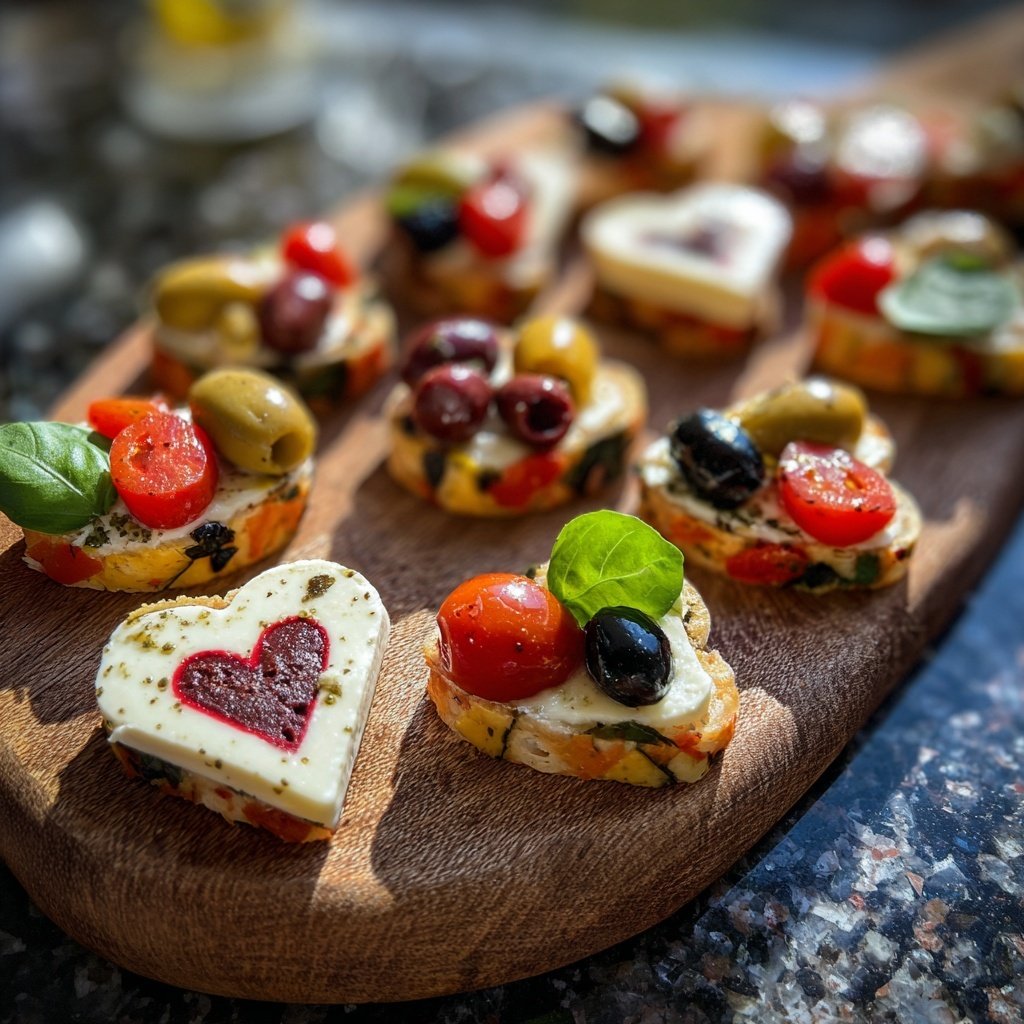 Antipasti mit Herzmotiven
