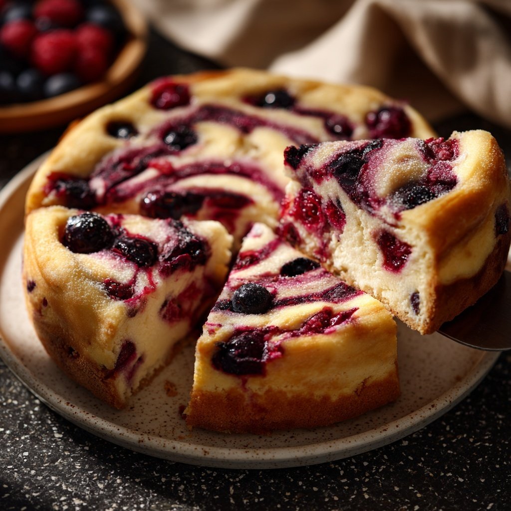 Käsekuchen mit Beeren-Swirl