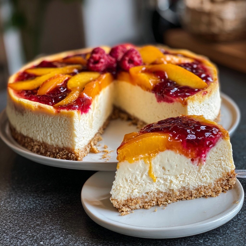 Käsekuchen mit Fruchtspiegel