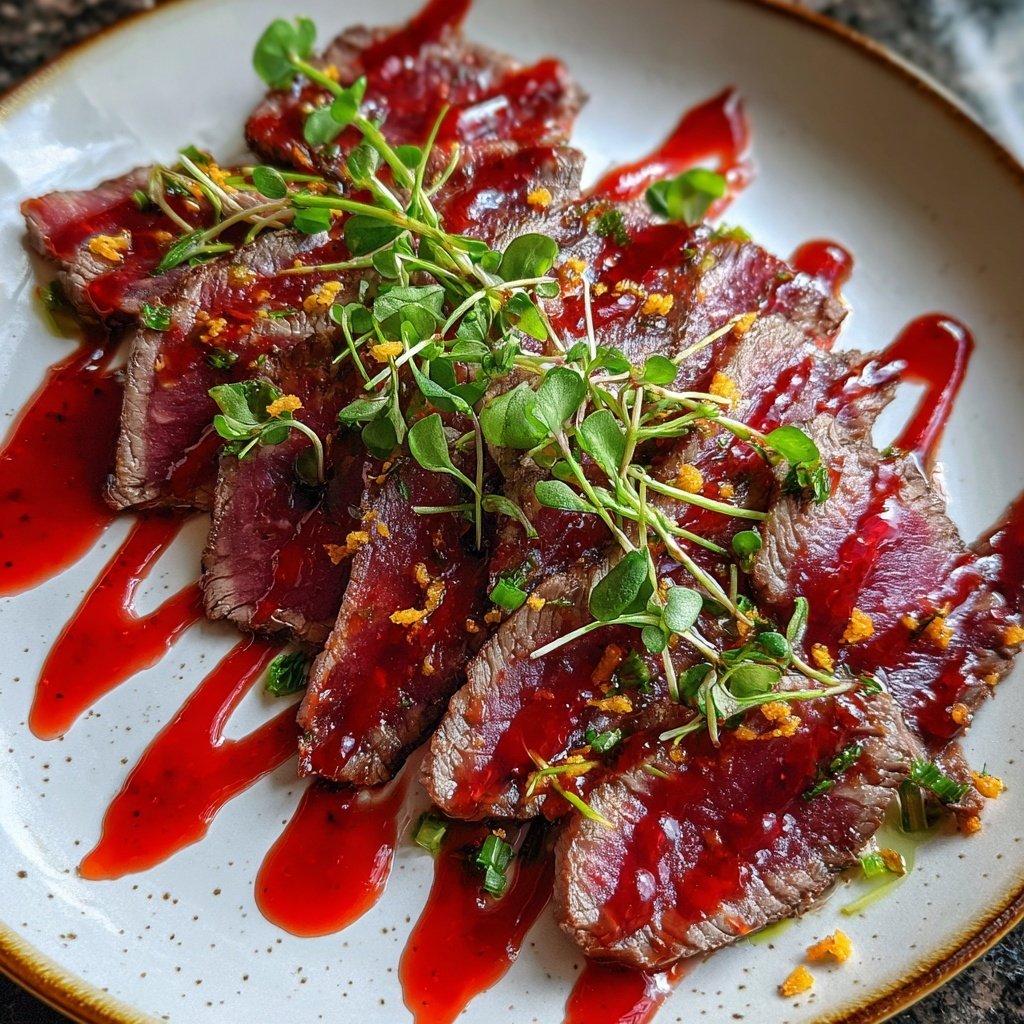 Carpaccio mit Himbeerdressing