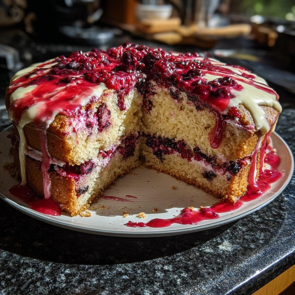 Geburtstagskuchen mit Beerenfüllung
