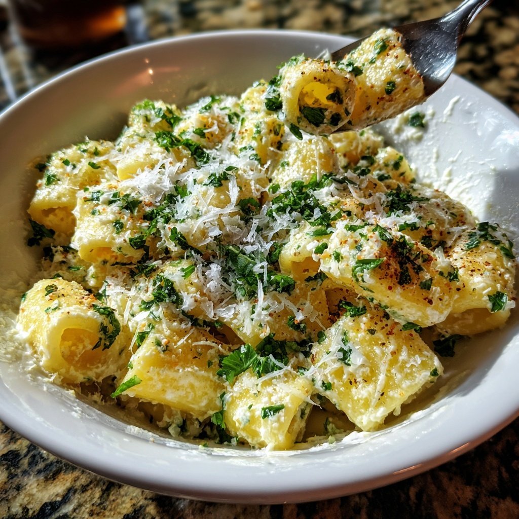 Rigatoni mit Ricotta und Zitrone